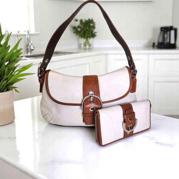 Coach Handbags - COACH Soho satchel, shoulder bag,Y2k brown and ivory with wallet set